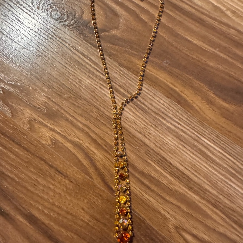 🚨 OOAK Vintage Swarovski 1990’s lariat Gold/Orange vintage choker Necklace - Picture 6 of 8